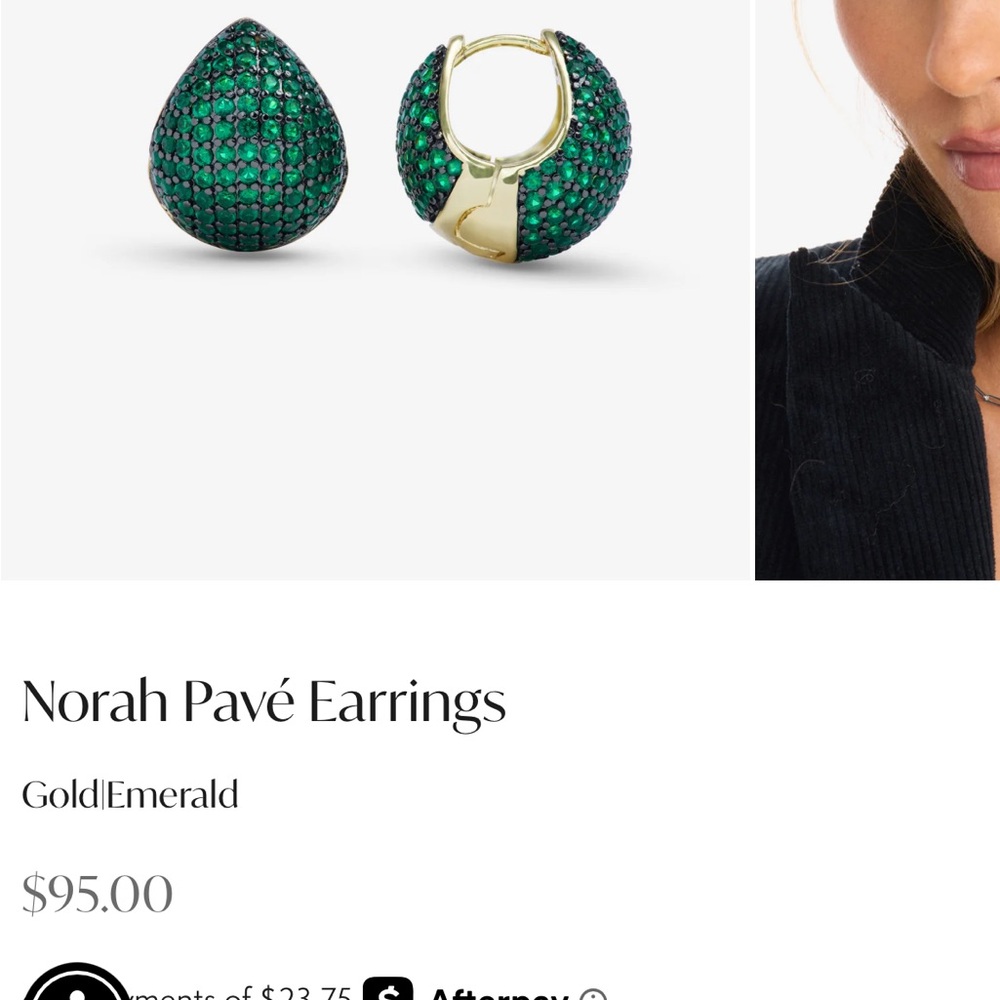 New Melinda Maria NOR Green and Gold Pavé Earrings